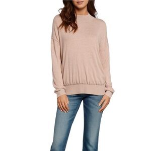 FP Beach Pink Cream Long Sleeve Crew Neck Ribbed Sweater Pullover Womens Size XS